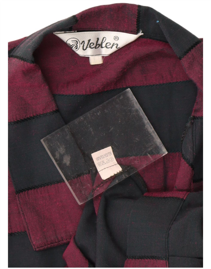 VINTAGE Womens Front Tie Shirt Blouse UK 16 Medium Black Striped