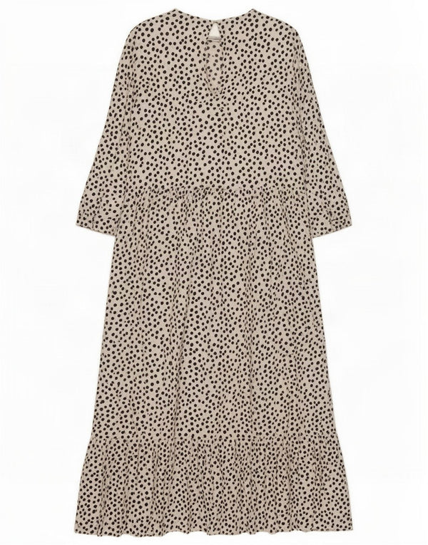Zara Womens 3/4 Sleeve Maxi Dress UK 12 Medium White Spotted