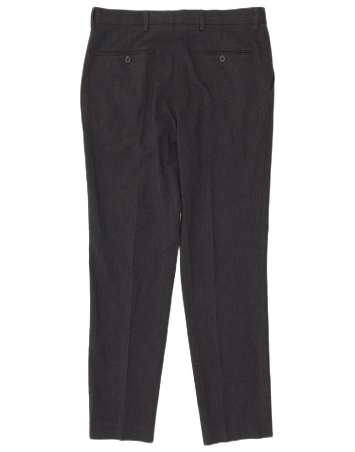 Marks & Spencer Mens Slim Suit Trousers W32 L31 Grey Polyester