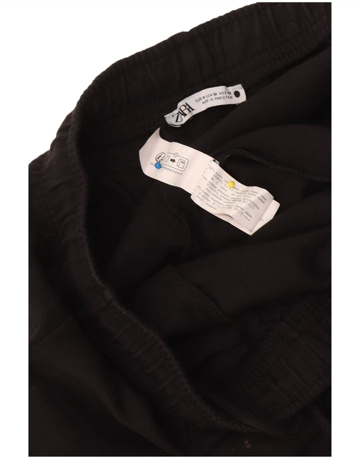 Zara Womens Tracksuit Trousers UK 12 Medium  Black Cotton