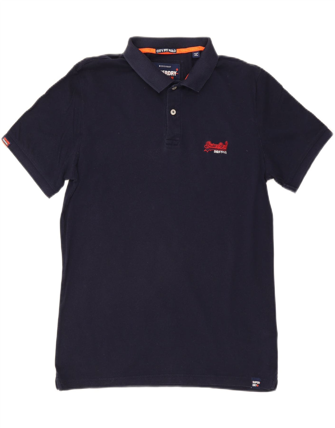 SUPERDRY Mens Polo Shirt Large Navy Blue Cotton