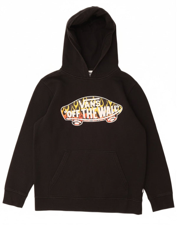 VANS Boys Graphic Hoodie Jumper 10-11 Years Medium Black Cotton