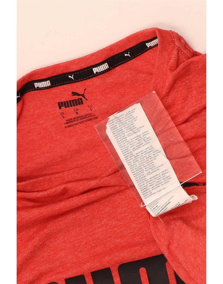 Puma Mens Graphic T-Shirt Top Large Red Polyester