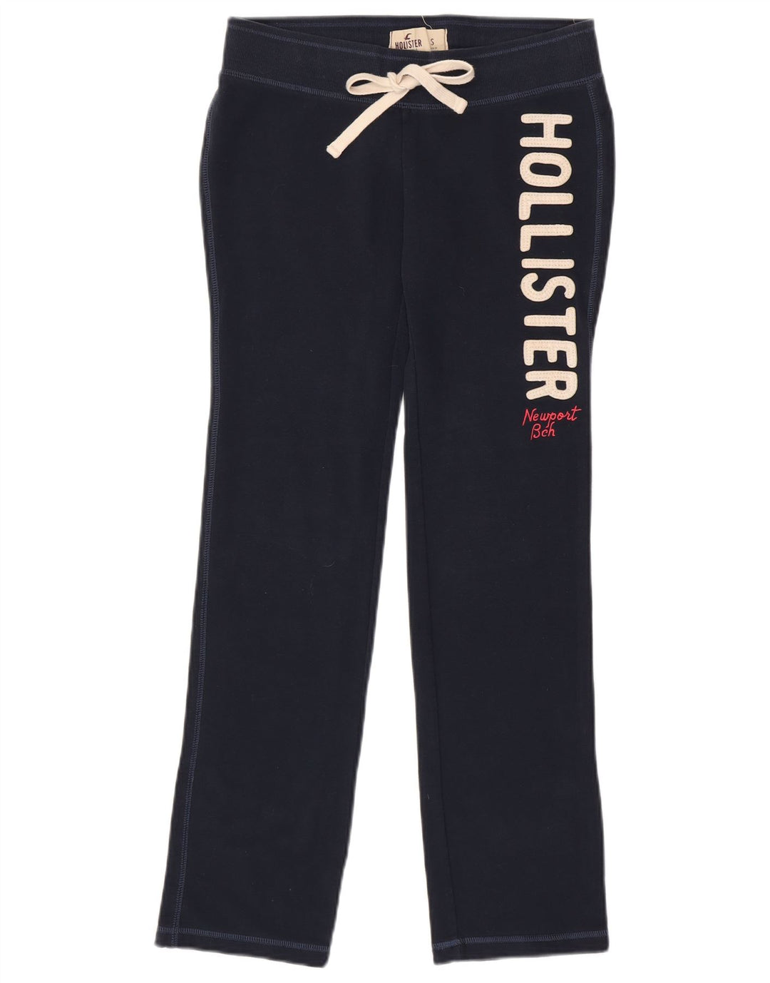 HOLLISTER Womens Graphic Tracksuit Trousers UK 10 Small  Navy Blue Cotton
