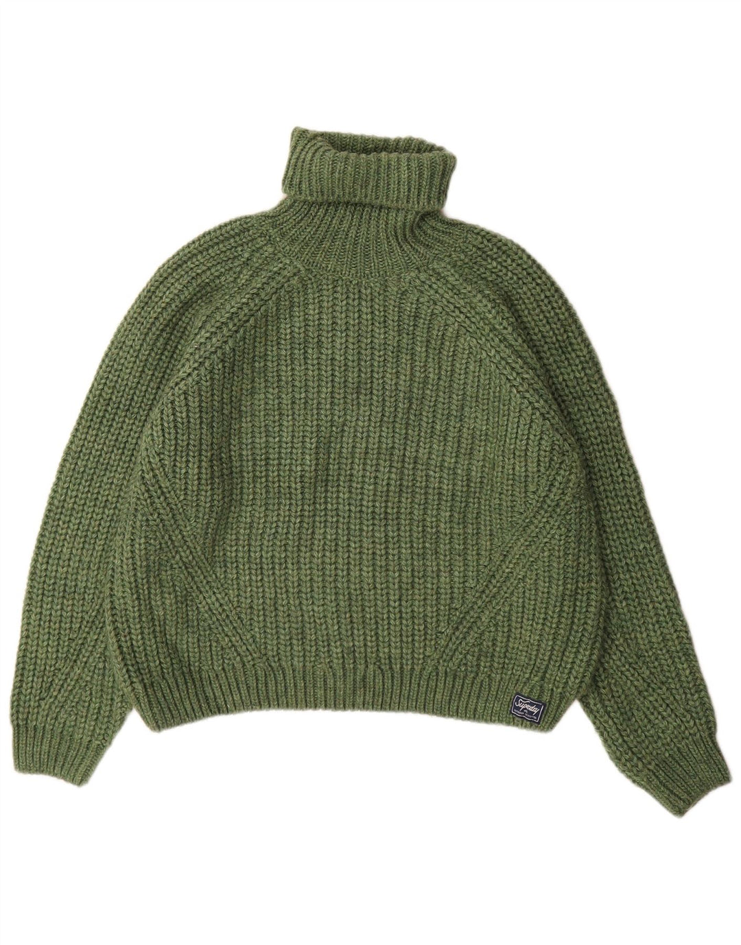 Superdry Womens Oversized Roll Neck Jumper Sweater UK 8 Small Green Acrylic
