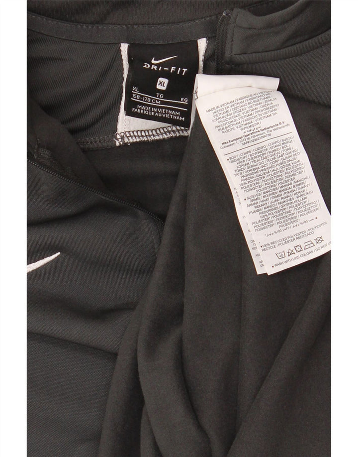 NIKE Boys Dri Fit Zip Neck Pullover Tracksuit Top 13-14 Years XL Grey