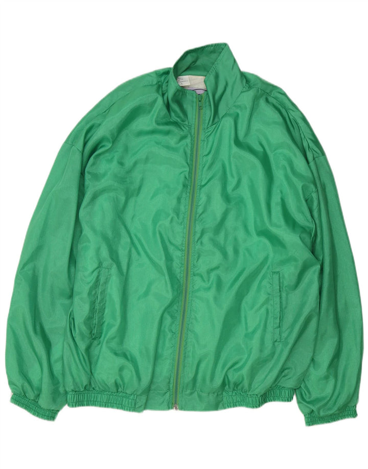 Vintage Mens Tracksuit Top Jacket Large Green Nylon