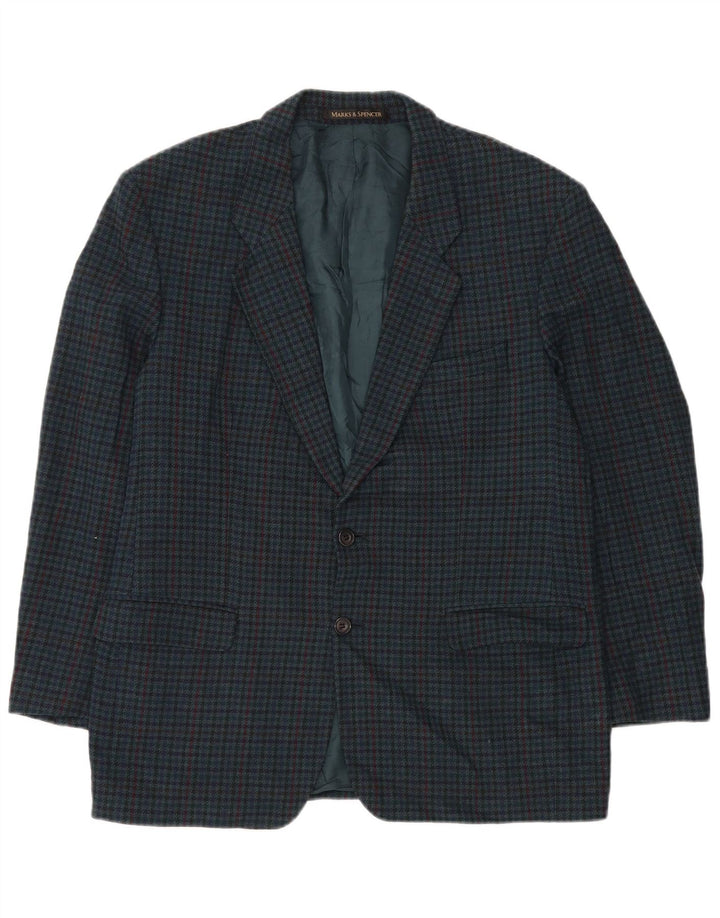 Marks & Spencer Mens St. Michael Blazer Jacket UK 44 XL Green Houndstooth