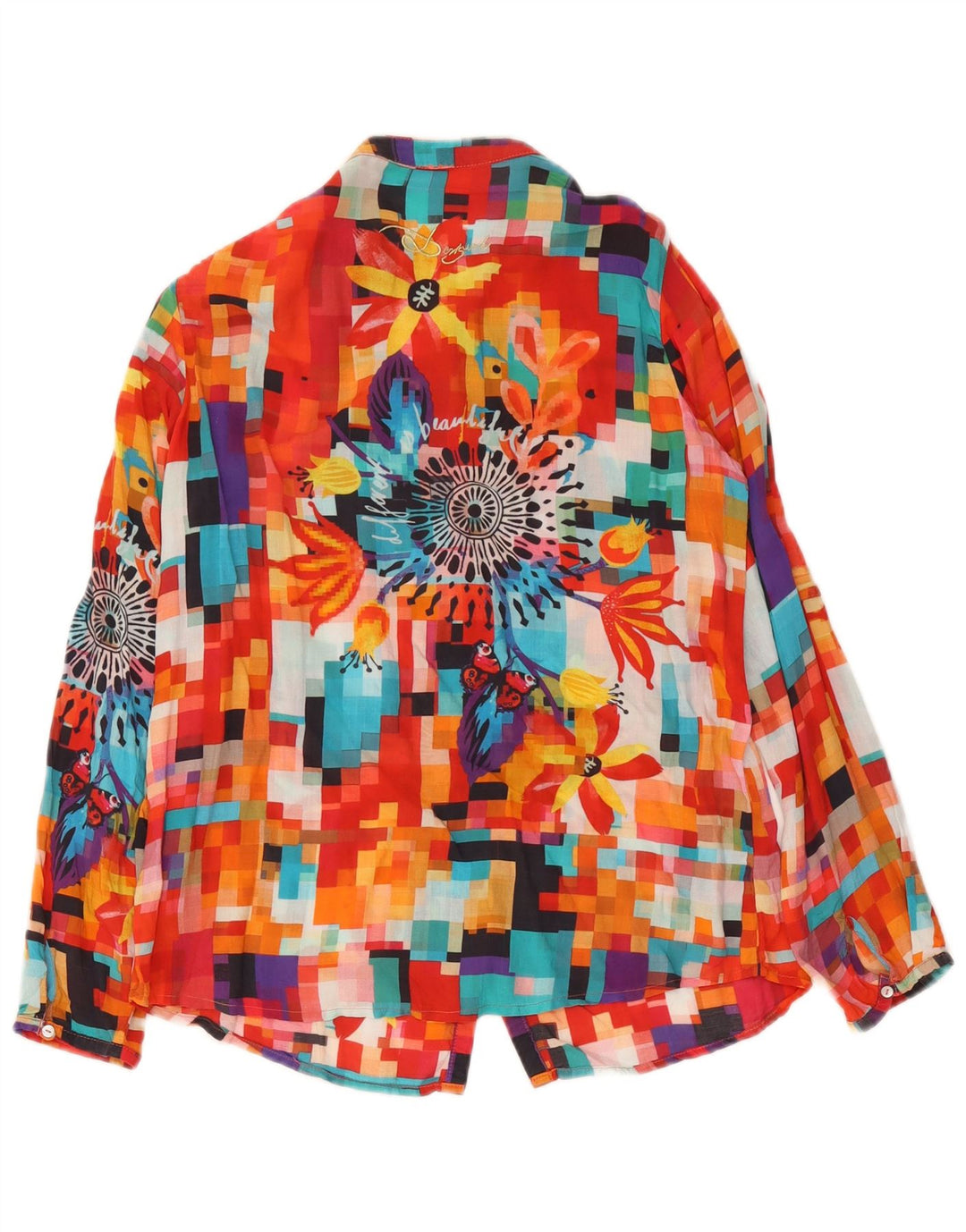Desigual Womens Graphic Shirt Blouse UK 12 Medium Multicoloured Geometric