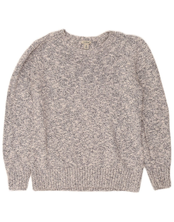 L.L.Bean Womens Boat Neck Jumper Sweater UK 14 Medium Navy Blue Flecked