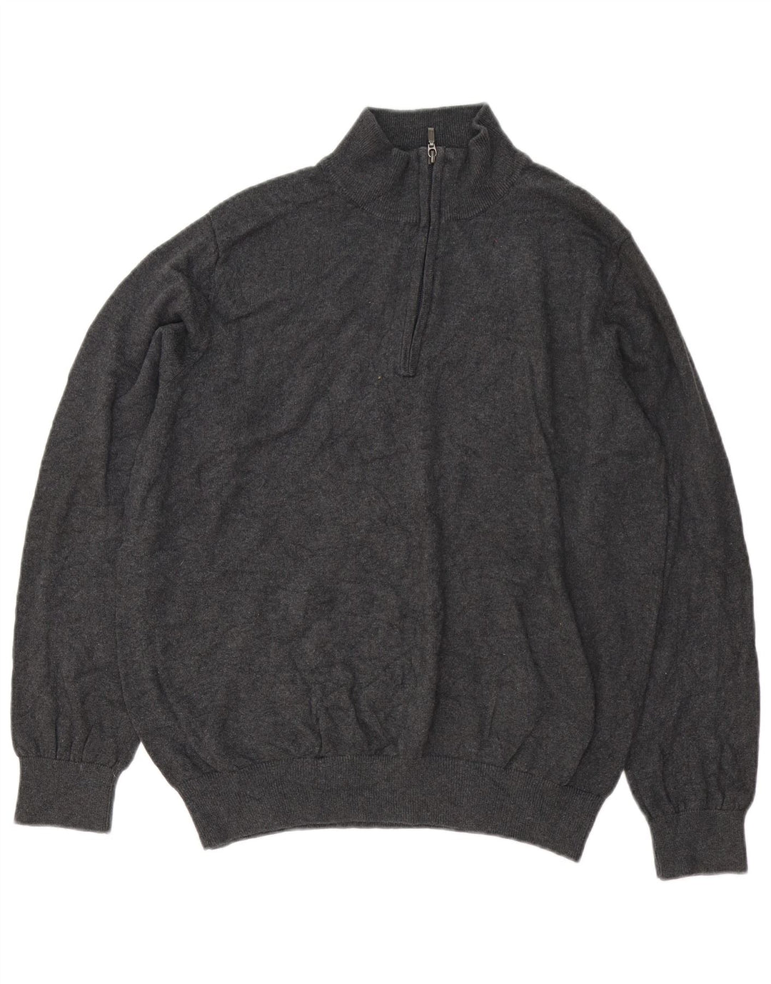 L.L.Bean Mens Regular Fit Zip Neck Jumper Sweater Medium Grey Classic