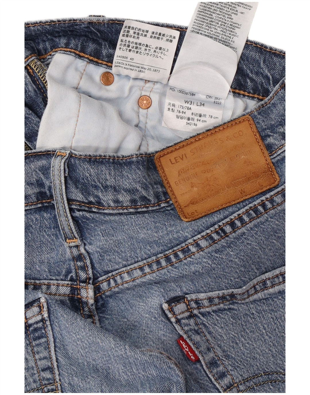 Levi's Womens Straight Jeans  W31 L34 Blue Cotton