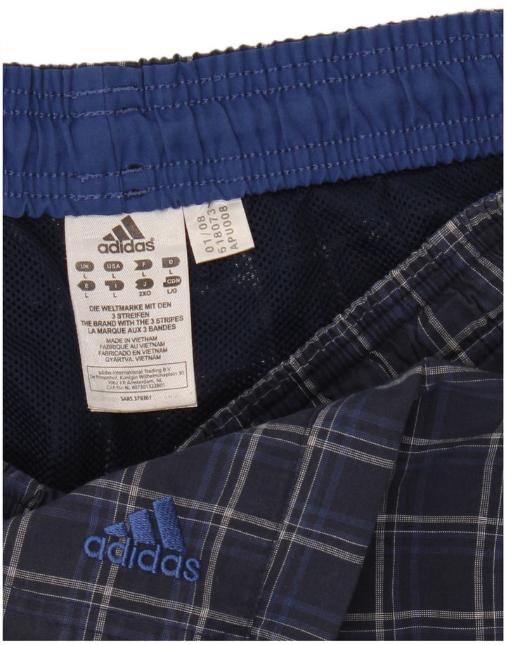 Adidas Mens Swimming Shorts Large Blue Check Polyester