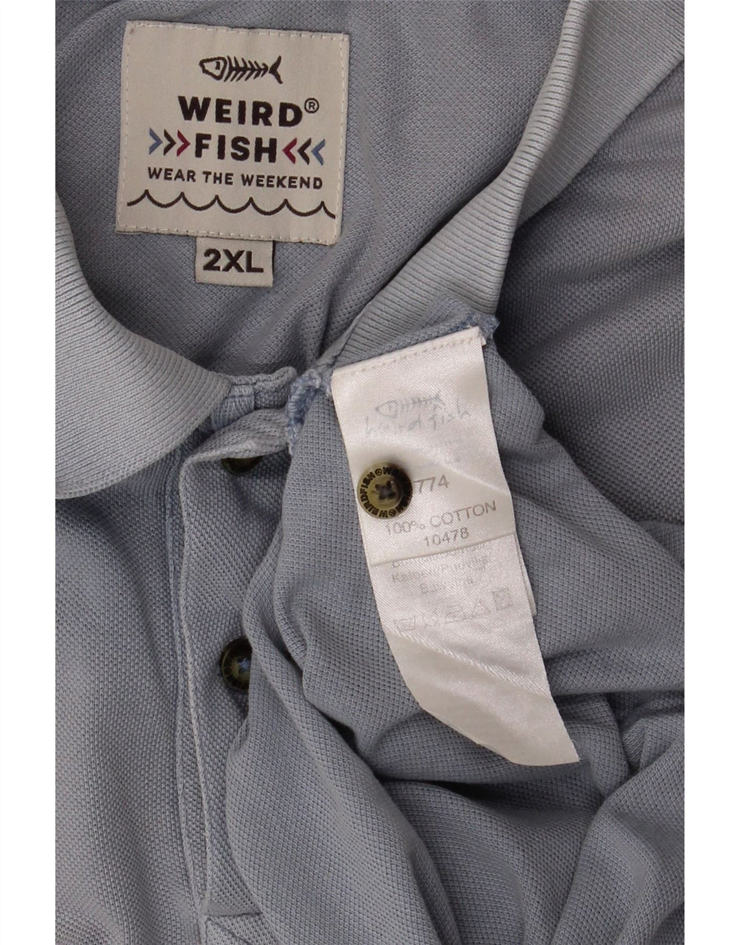 Weird Fish Mens Polo Shirt 2XL Blue Cotton