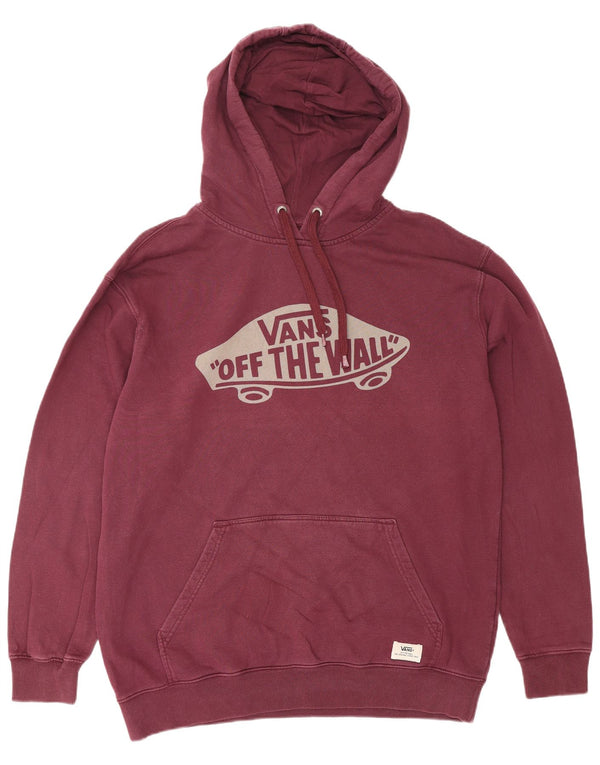 VANS Mens Graphic Hoodie Jumper Large Burgundy Cotton
