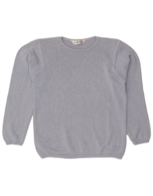 Marks & Spencer Womens Boat Neck Jumper Sweater UK 8 Small Blue Cotton