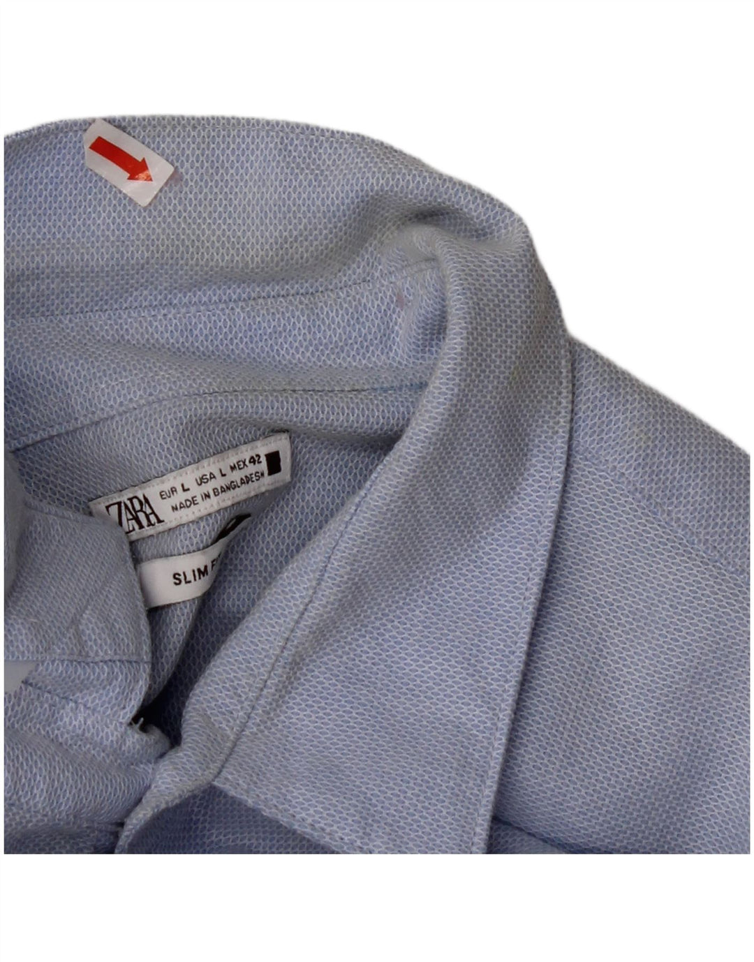 ZARA Mens Slim Fit Shirt Large Blue Cotton