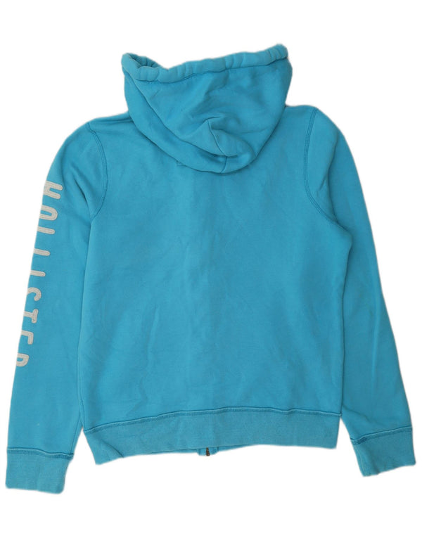 Hollister Mens Graphic Zip Hoodie Sweater Medium Blue Cotton