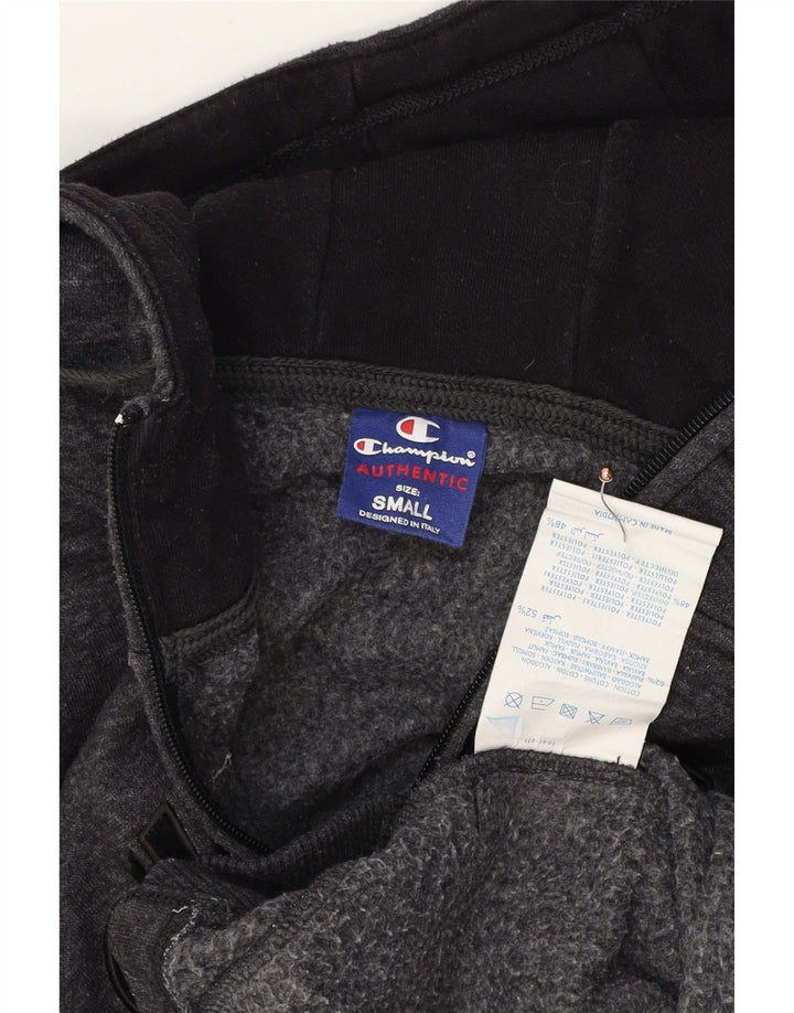 CHAMPION Mens Graphic Zip Hoodie Sweater Small Grey Flecked Cotton