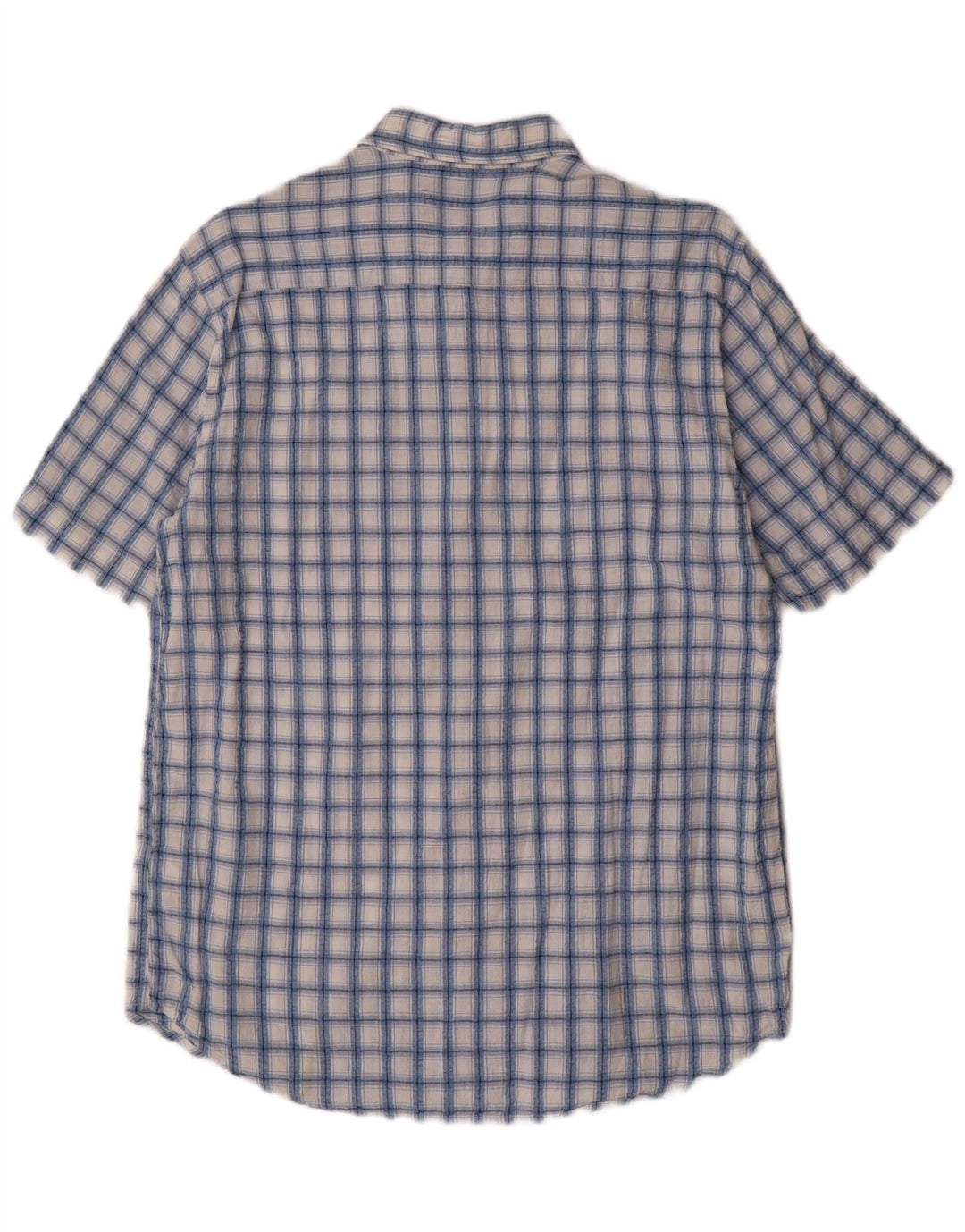 DIADORA Mens Short Sleeve Shirt Medium Blue Check Cotton