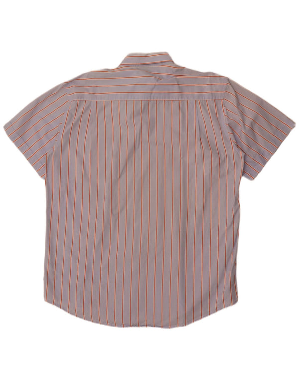 Sergio Tacchini Mens Short Sleeve Shirt 2XL Blue Striped Cotton