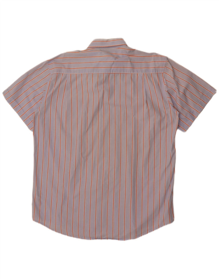 Sergio Tacchini Mens Short Sleeve Shirt 2XL Blue Striped Cotton