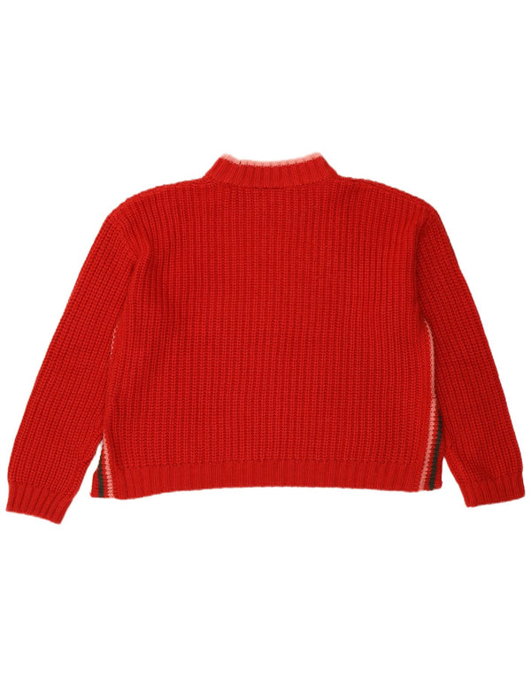 Ellesse Womens Crop Oversized Turtle Neck Jumper Sweater UK 10 Small Red