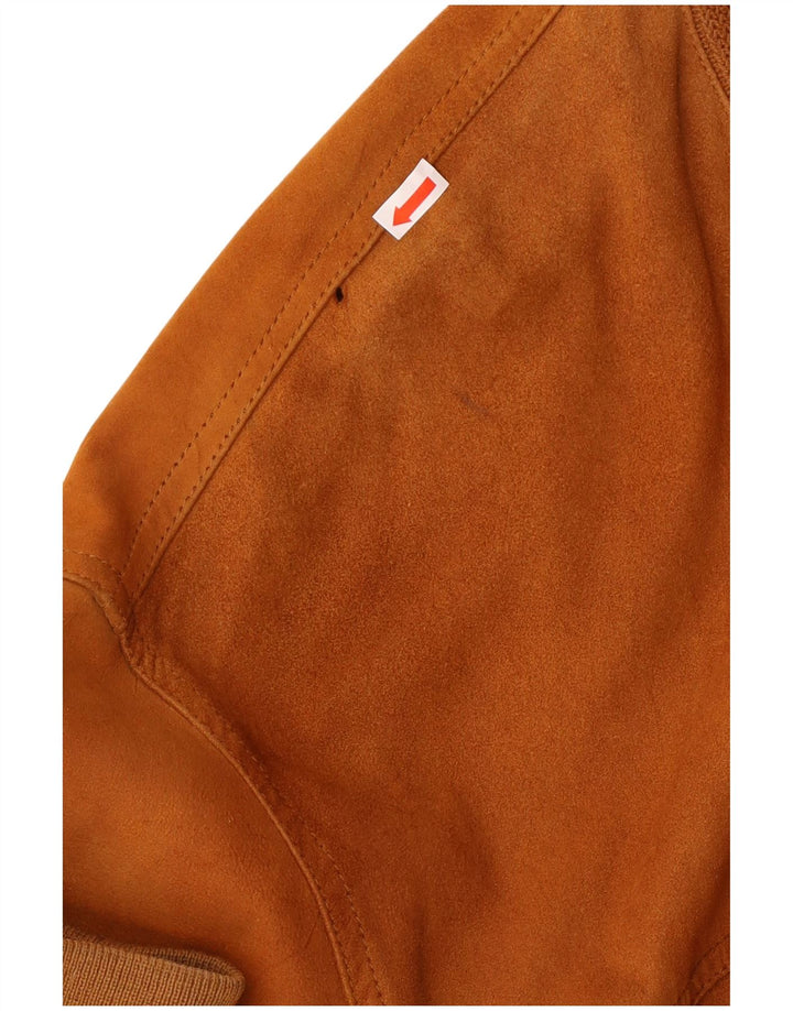VINTAGE Mens Suede Bomber Jacket UK 42 XL Brown Leather