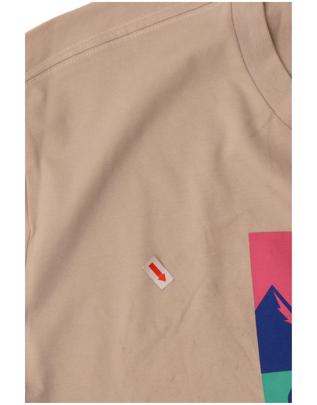 ADIDAS Mens Graphic T-Shirt Top Medium Beige Cotton