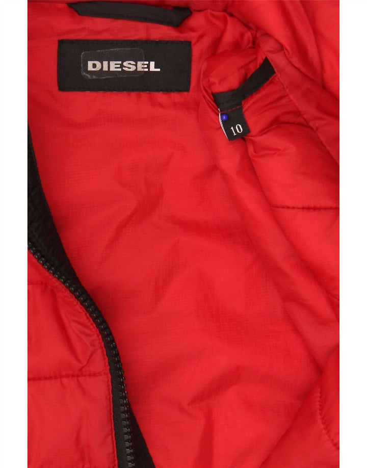 Diesel Boys Hooded Padded Jacket 9-10 Years Red Colourblock Polyester