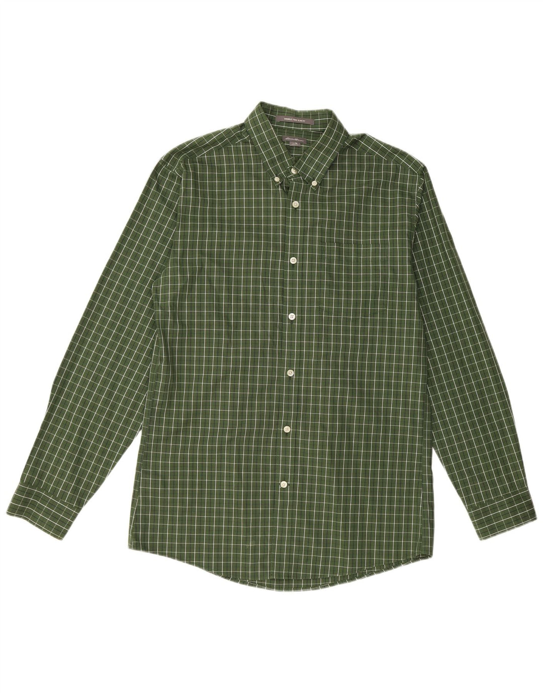 Eddie Bauer Mens Slim Fit Shirt Medium Green Check Cotton