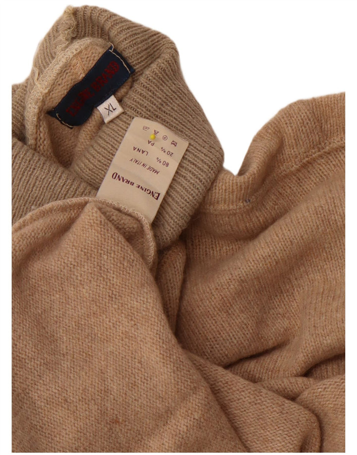 VINTAGE Womens Oversized Roll Neck Jumper Sweater UK 18 XL Beige Wool