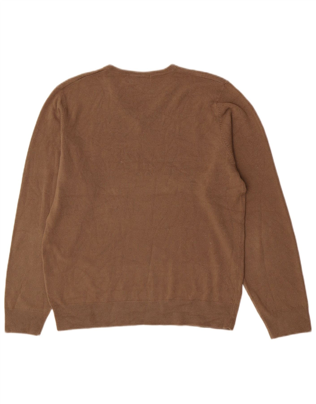 Marks & Spencer Mens V-Neck Jumper Sweater Medium Beige Acrylic