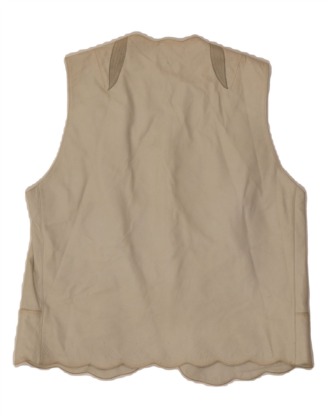 VINTAGE Womens Leather Waistcoat IT 42 Medium Beige Leather Vintage Vintage and Second-Hand Vintage from Messina Hembry 