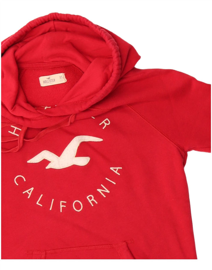 HOLLISTER Womens Graphic Hoodie Jumper UK 6 XS Red Cotton