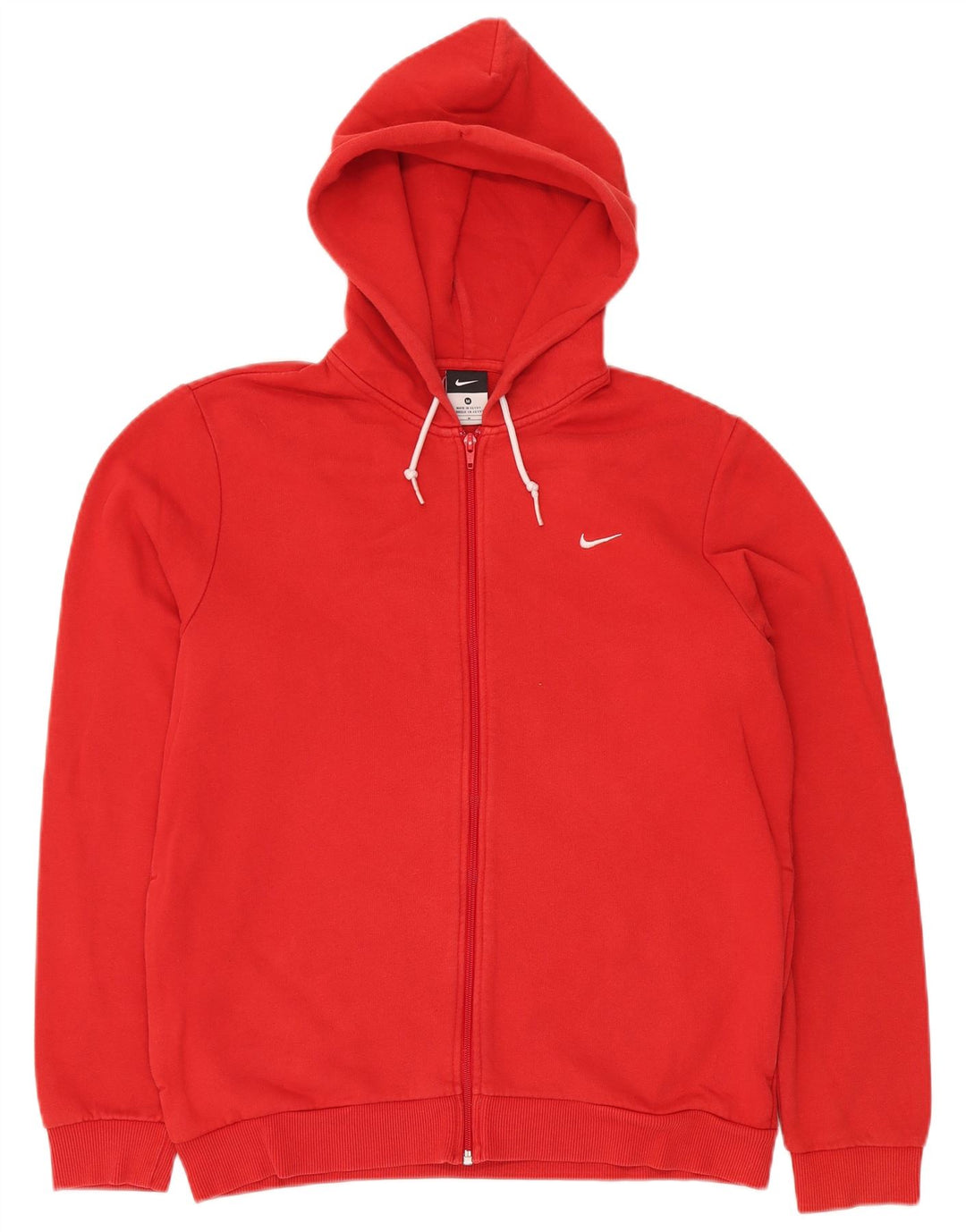 NIKE Mens Zip Hoodie Sweater Medium Red Cotton