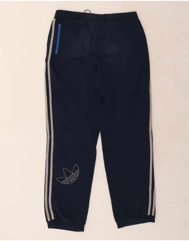ADIDAS Mens Graphic Tracksuit Trousers Joggers Medium Navy Blue Cotton