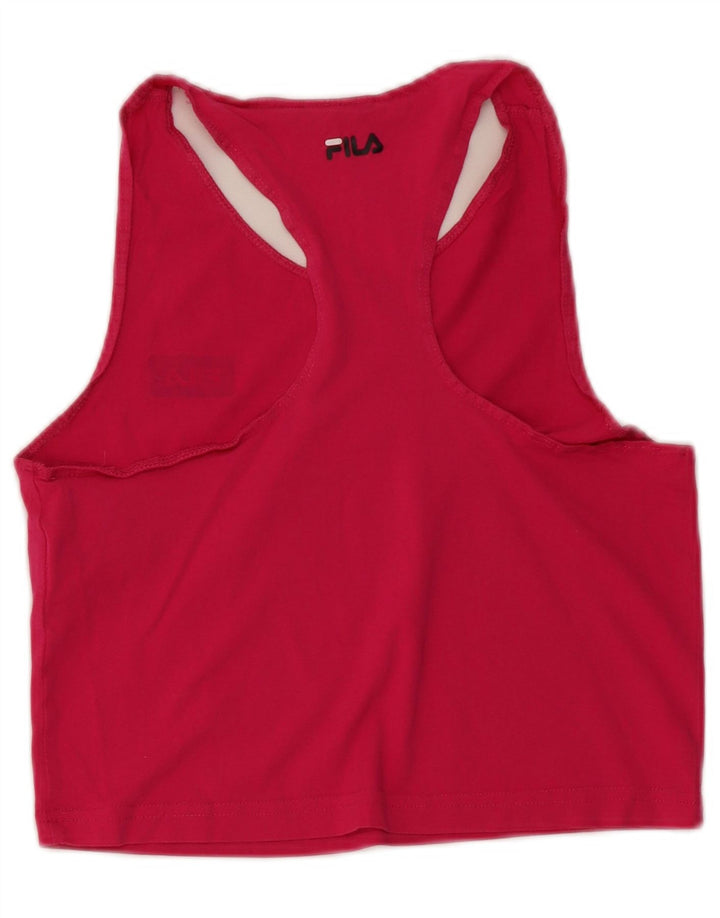 FILA Womens Crop Vest Top UK 8 Small Pink Cotton