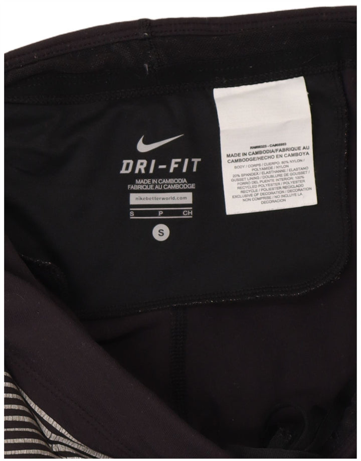 NIKE Womens Dri Fit Leggings UK 8 Small Grey Pinstripe Nylon