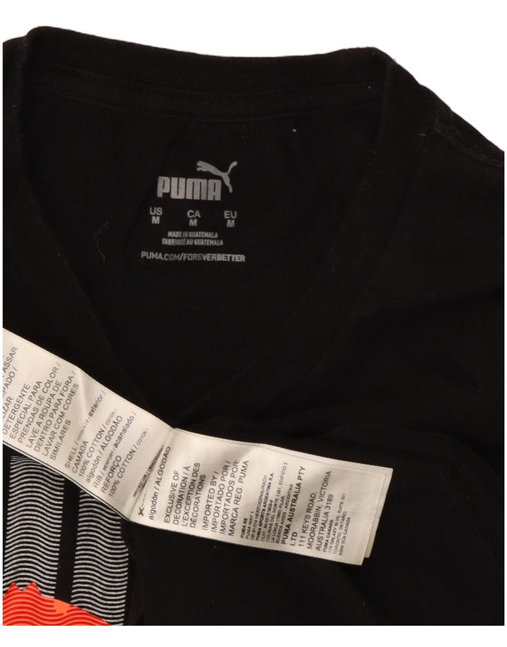 PUMA Mens Graphic T-Shirt Top Medium Black Cotton