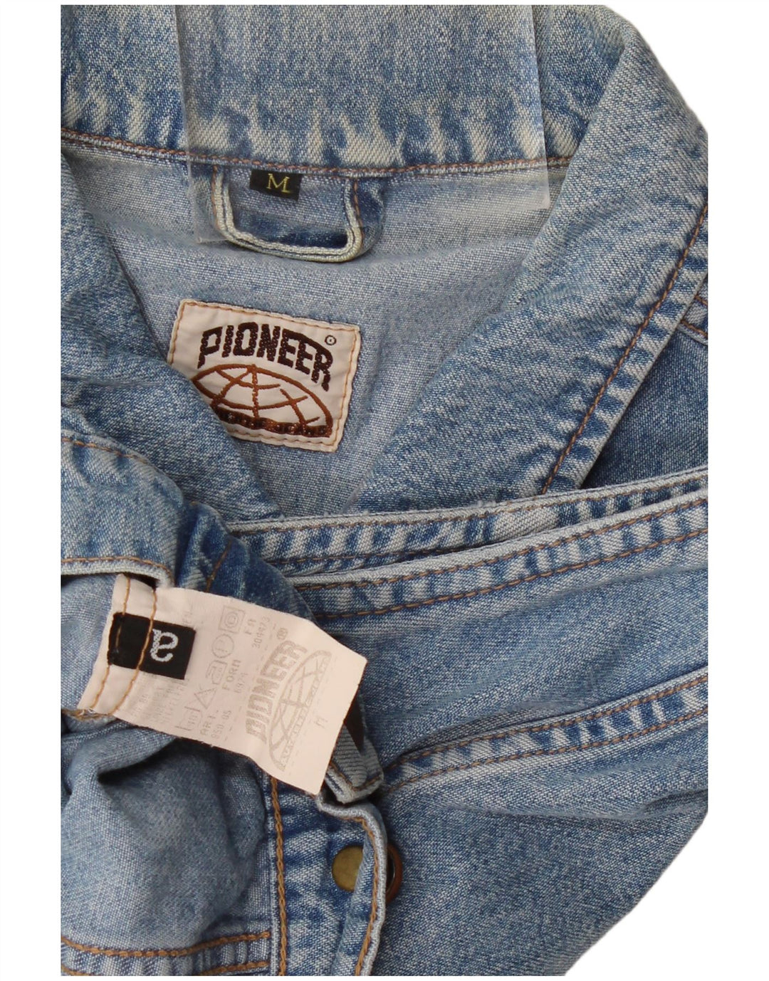 PIONEER Womens Crop Denim Gilet UK 14 Medium Blue Cotton