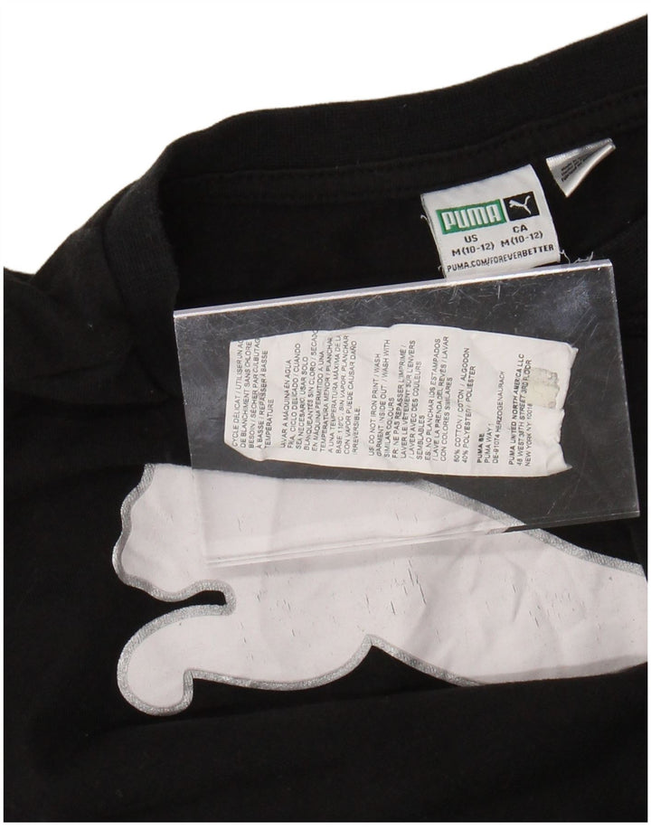 PUMA Girls Graphic T-Shirt Top 10-11 Years Medium Black Cotton