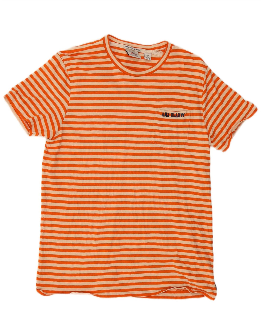 SCOTCH & SODA Womens T-Shirt Top UK 14 Large Orange Striped Cotton