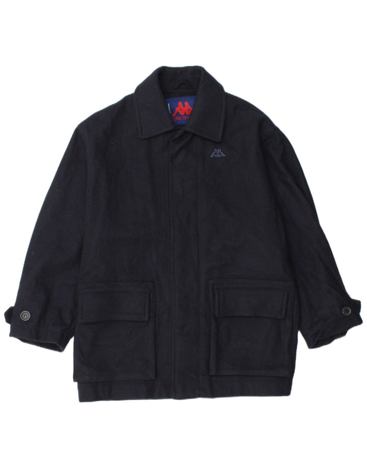 KAPPA Mens Loose Fit Windbreaker Jacket UK 38 Medium Navy Blue Wool
