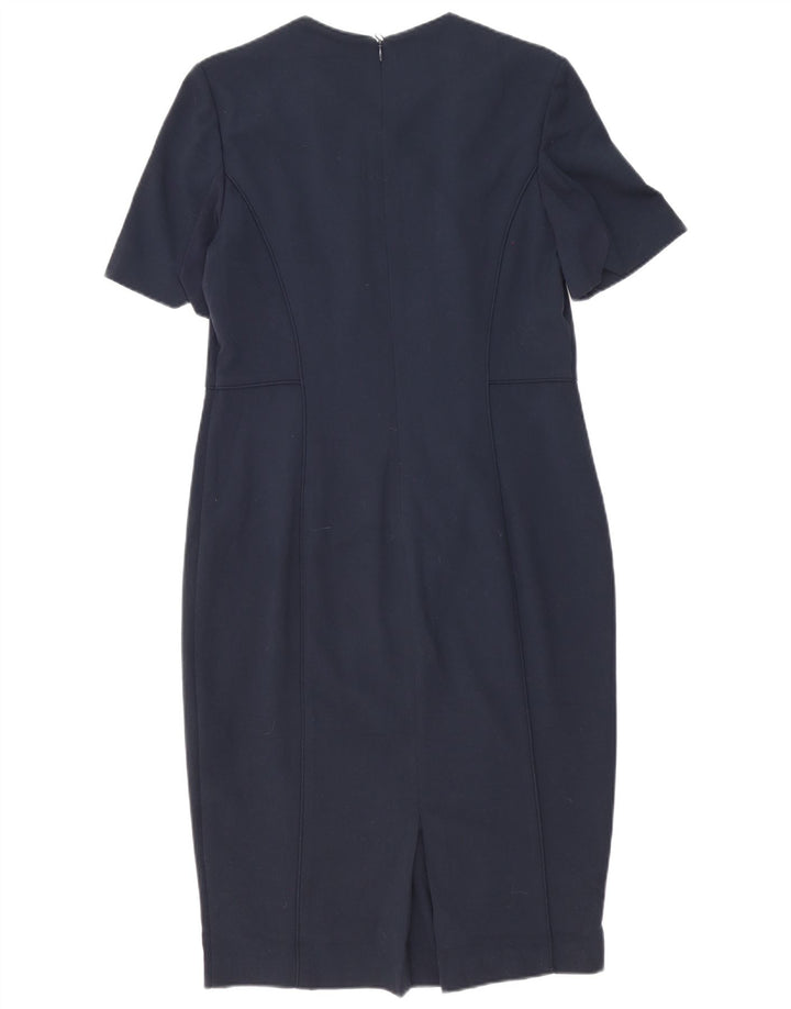 Marks & Spencer Womens Sheath Dress UK 14 Large Navy Blue Polyester