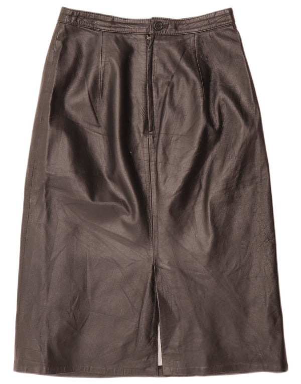Vintage Womens High Waist Leather Skirt EU 38 Medium W26 Black