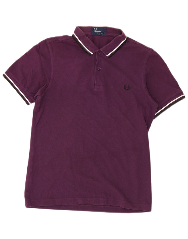 Fred Perry Mens Slim Fit Polo Shirt Small Purple Cotton