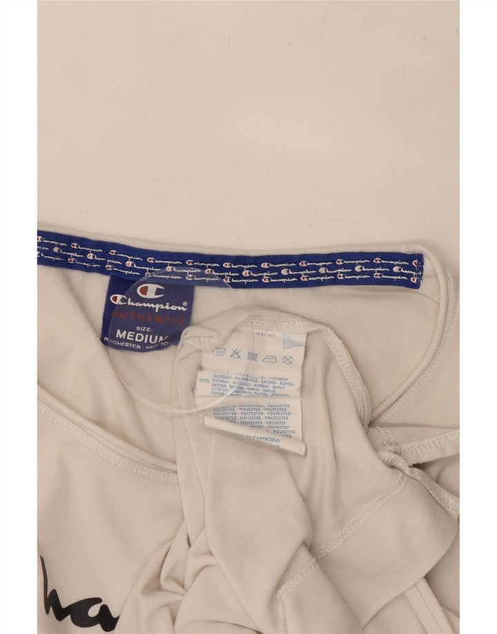 Champion Womens Graphic T-Shirt Top UK 12 Medium Off White Cotton