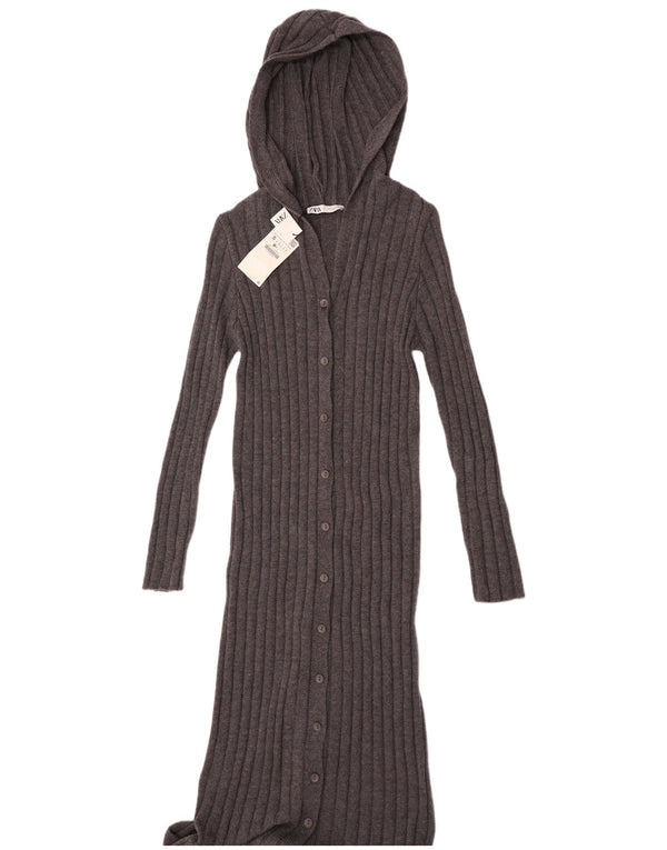 Zara Womens Hooded Jumper Dress UK 10 Small Grey Nylon