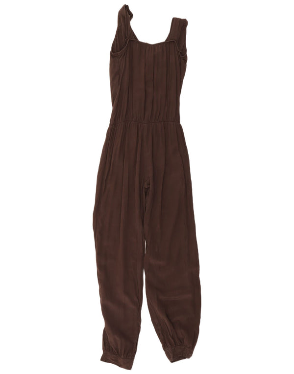 Vintage Womens Sleeveless Jumpsuit IT 44 Medium Brown Silk